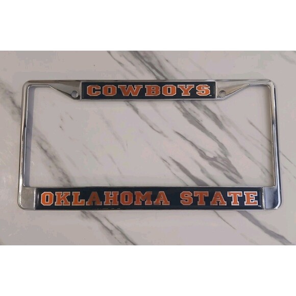 0039 Italy Other - Oklahoma State University Cowboys Metal License Plate Frame Chrome Tag Cover...